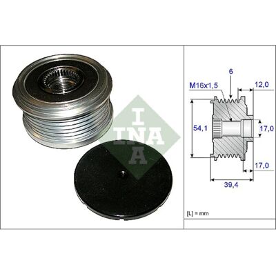 INA 535 0090 10 Alternator Pulley - 6 Groeven INA 535 0090 10 Alternator Pulley - 6 Groeven