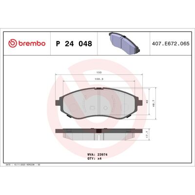 Remblokset BREMBO P 24 048, voor Remblokset BREMBO P 24 048, voor