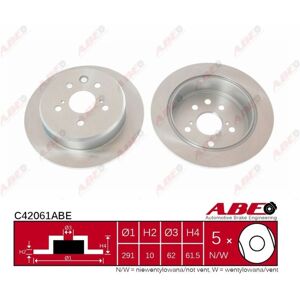 ABE C42061ABE Remschijf - Achter, Massief, 291mm ABE C42061ABE Remschijf - Achter, Massief, 291mm