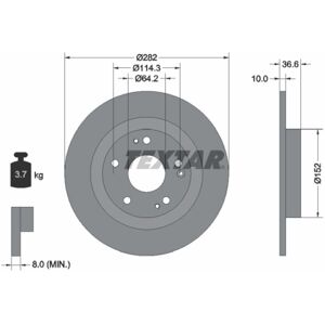 TEXTAR Honda Civic 10 Remschijf - 114.3mm, 10mm, Volledig TEXTAR Honda Civic 10 Remschijf - 114.3mm, 10mm, Volledig