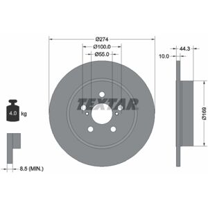 TEXTAR Toyota Yaris IV Remschijf - 100mm, 10mm, Massief TEXTAR Toyota Yaris IV Remschijf - 100mm, 10mm, Massief