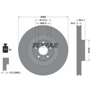 TEXTAR 92122205 Remschijf - Hoog carbonaat gecoat TEXTAR 92122205 Remschijf - Hoog carbonaat gecoat