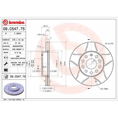 BREMBO Model 09.C547.75 - Remschijf BREMBO Model 09.C547.75 - Remschijf