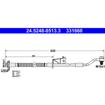 ATE remslang 530mm M10x1 voor Hyundai I20 - Remslang ATE remslang 530mm M10x1 voor Hyundai I20 - Remslang