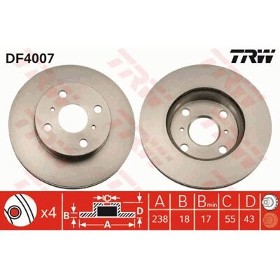 TRW Starlet Geventileerde remschijf - Disque de frein TRW Starlet Geventileerde remschijf - Disque de frein