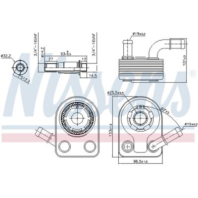 NISSENS 90972 Oliek Cooler - Watergekoeld, Aluminium, 50mm Diep NISSENS 90972 Oliek Cooler - Watergekoeld, Aluminium, 50mm Diep