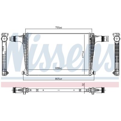 NISSENS 961594 Intercooler - Lucht-Lucht, Lucht-Water, Zonder EGR NISSENS 961594 Intercooler - Lucht-Lucht, Lucht-Water, Zonder EGR