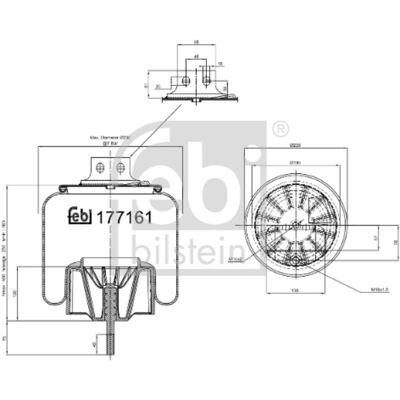 FEBI BILSTEIN 177161 Luchtvering - Vooras links FEBI BILSTEIN 177161 Luchtvering - Vooras links
