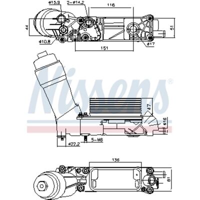 NISSENS 91335 Watergekoelde oliekoeler met oliefilterhuis - Auto-onderdeel NISSENS 91335 Watergekoelde oliekoeler met oliefilterhuis - Auto-onderdeel