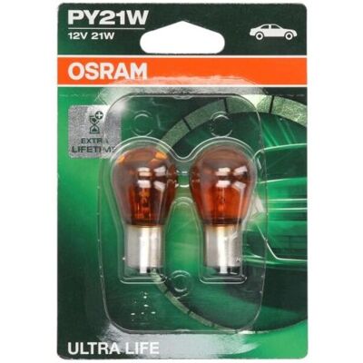 Ams-Osram P27/7w lamp OSRAM PY21W Ultra Life 12V/21W, 2 Stuk Ams-Osram P27/7w lamp OSRAM PY21W Ultra Life 12V/21W, 2 Stuk