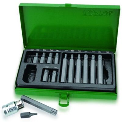 TOPTUL 15-delige TORX bitset - Met korte & lange T-adapters - 1/2 inch aandrijving TOPTUL 15-delige TORX bitset - Met korte & lange T-adapters - 1/2 inch aandrijving