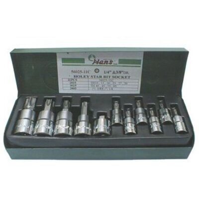 HANS 56025-11C Steeksleutelset - 11 Stuks, Extern, TORX, 1/4 en 3/8 inch HANS 56025-11C Steeksleutelset - 11 Stuks, Extern, TORX, 1/4 en 3/8 inch