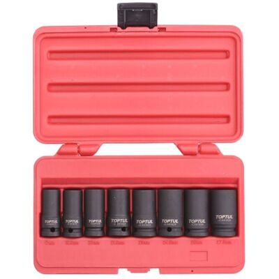 TOPTUL Impact Socket Set - 8 Stuks, 1/2 inch, 17-27,5mm - Impact Socket Set TOPTUL Impact Socket Set - 8 Stuks, 1/2 inch, 17-27,5mm - Impact Socket Set