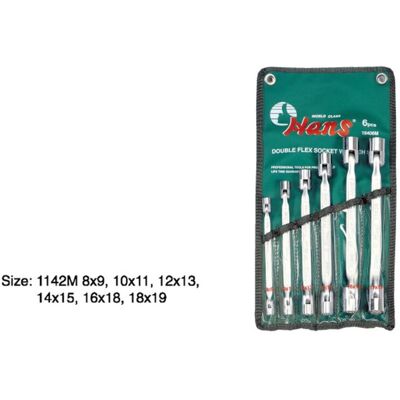 HANS 6-delige socketset - 8mm-19mm met gewricht HANS 6-delige socketset - 8mm-19mm met gewricht