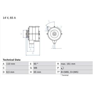 Bosch 0 986 034 230 Alternator - 14V 65A voor VW, Audi, Seat Bosch 0 986 034 230 Alternator - 14V 65A voor VW, Audi, Seat