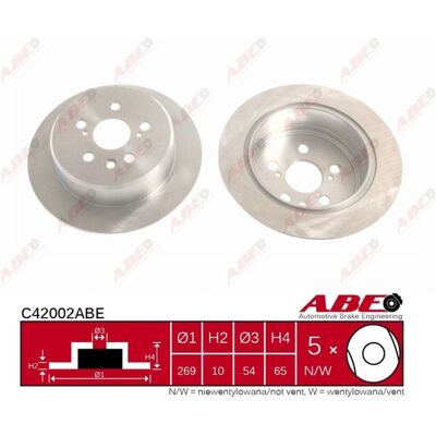 ABE C42002ABE Achter Vaste Remschijf - Brake Disc ABE C42002ABE Achter Vaste Remschijf - Brake Disc