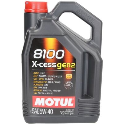 Motul 8100 X-CESS GEN2 5W-40 Motorolie - Voertuigtype Motul 8100 X-CESS GEN2 5W-40 Motorolie - Voertuigtype