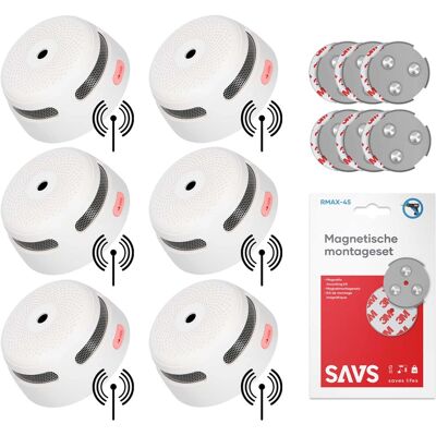 X-Sense XS01-W Rookmelder 6-pack + SAVS® Montageset X-Sense XS01-W Rookmelder 6-pack + SAVS® Montageset