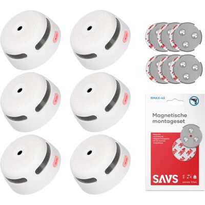 X-Sense XS01 Rookmelder - 6 pack + SAVS® Montageset X-Sense XS01 Rookmelder - 6 pack + SAVS® Montageset