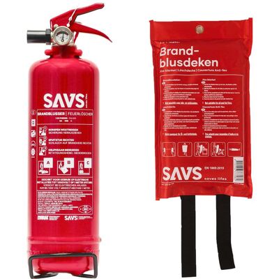 SAVS Brandblus box - Poederblusser 1 kg + Blusdeken - S SAVS Brandblus box - Poederblusser 1 kg + Blusdeken - S