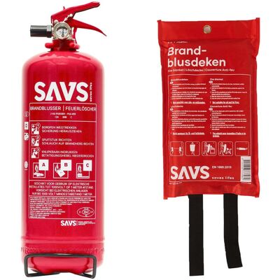 SAVS Brandblus box - Poederblusser 2 kg + Blusdeken - M SAVS Brandblus box - Poederblusser 2 kg + Blusdeken - M