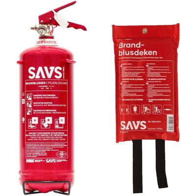 SAVS Brandblus box - Poederblusser 3 kg + Blusdeken - L SAVS Brandblus box - Poederblusser 3 kg + Blusdeken - L