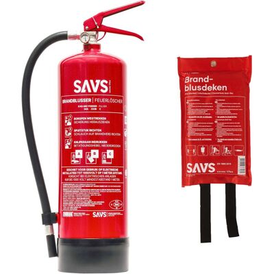 SAVS Brandblus box - Poederblusser 6 kg + Blusdeken - XL SAVS Brandblus box - Poederblusser 6 kg + Blusdeken - XL