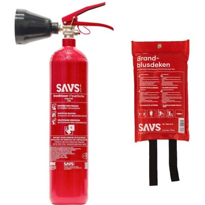 SAVS Brandblus box - CO2 blusser 2 kg + Blusdeken - M SAVS Brandblus box - CO2 blusser 2 kg + Blusdeken - M