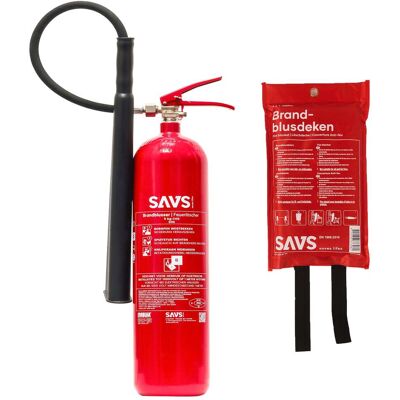 SAVS Brandblus box - CO2 blusser 5 kg + Blusdeken - XL SAVS Brandblus box - CO2 blusser 5 kg + Blusdeken - XL