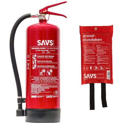 SAVS Brandblus box - Schuimblusser 6 Liter + Blusdeken - XL SAVS Brandblus box - Schuimblusser 6 Liter + Blusdeken - XL