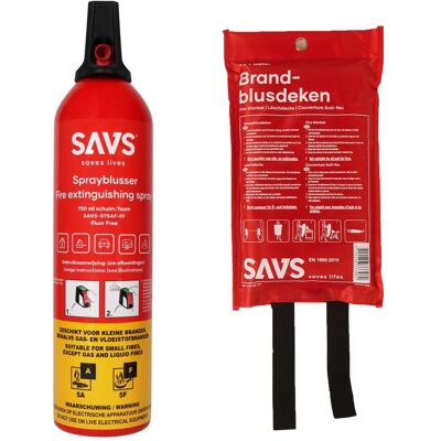 SAVS Brandblus box - Sprayblusser 750 ml + Blusdeken - S SAVS Brandblus box - Sprayblusser 750 ml + Blusdeken - S