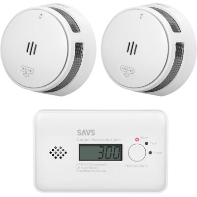 SAVS S10 Rookmelder 2-pack + C10 Koolmonoxidemelder SAVS S10 Rookmelder 2-pack + C10 Koolmonoxidemelder
