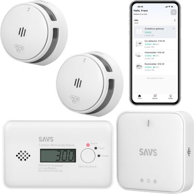 SAVS LinkSmart® bundel - 2 Rookmelders, 1 Koolmonoxidemelder en Base Station SAVS LinkSmart® bundel - 2 Rookmelders, 1 Koolmonoxidemelder en Base Station