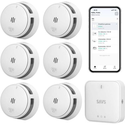 SAVS Linksmart® bundel - 6 Rookmelders en Base Station SAVS Linksmart® bundel - 6 Rookmelders en Base Station