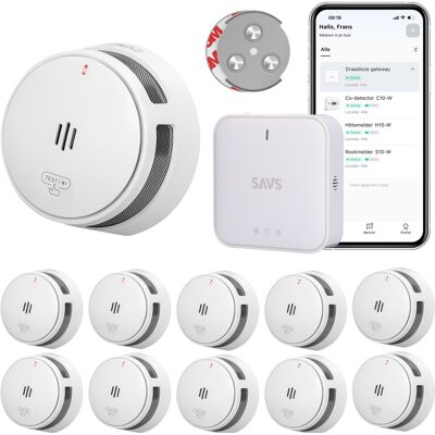 SAVS LinkSmart bundel - 10 Rookmelders, Magnetische montageset en Base Station SAVS LinkSmart bundel - 10 Rookmelders, Magnetische montageset en Base Station