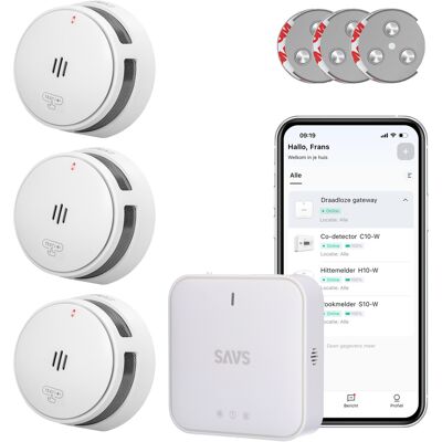SAVS LinkSmart bundel - 3 Rookmelders, Magnetische montageset en Base Station SAVS LinkSmart bundel - 3 Rookmelders, Magnetische montageset en Base Station