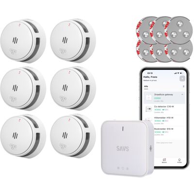 SAVS LinkSmart bundel - 6 Rookmelders, Magnetische montageset en Base Station SAVS LinkSmart bundel - 6 Rookmelders, Magnetische montageset en Base Station