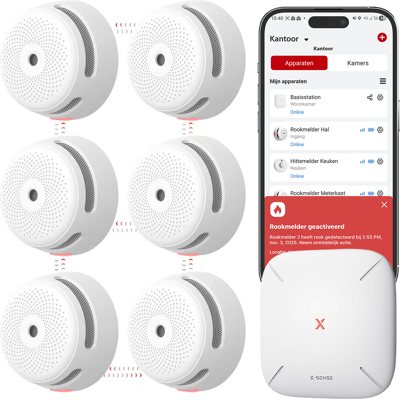 X-Sense Link+ Pro bundel - 6 Slimme rookmelders en Base Station X-Sense Link+ Pro bundel - 6 Slimme rookmelders en Base Station