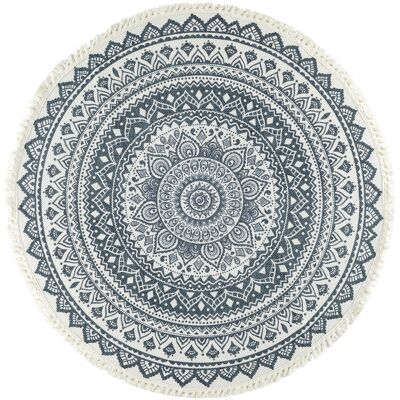 QUVIO Ronde Mandala Vloerkleed - 90cm - Neutrale Kleuren QUVIO Ronde Mandala Vloerkleed - 90cm - Neutrale Kleuren