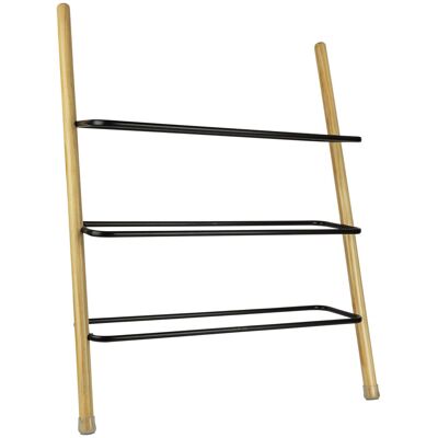 QUVIO Schoenenrek - 3 laags - Hout - Metaal QUVIO Schoenenrek - 3 laags - Hout - Metaal