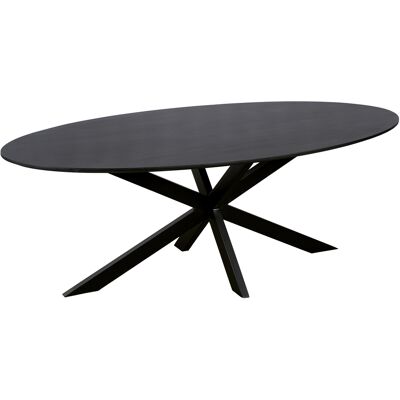 QUVIO Eettafel Sofia - Ovaal - 220x100 cm - Stalen kruispoot - FSC-gecertificeerd mangohout QUVIO Eettafel Sofia - Ovaal - 220x100 cm - Stalen kruispoot - FSC-gecertificeerd mangohout