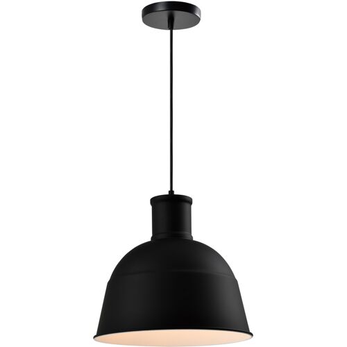 QUVIO Hanglamp industrieel - Fabriekslamp rond - D 33 cm - Zwart