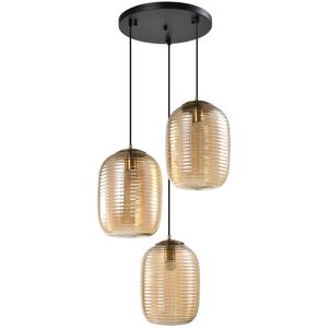 QUVIO Eettafel hanglamp - 3 lichts - Metaal - Glas - Bruin QUVIO Eettafel hanglamp - 3 lichts - Metaal - Glas - Bruin