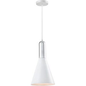 QUVIO Hanglamp modern - Kegelvorm - Zilveren bovenkant - D 19 cm - Wit QUVIO Hanglamp modern - Kegelvorm - Zilveren bovenkant - D 19 cm - Wit