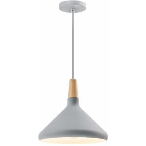 Scandinavische hanglamp QUVIO - Houten kop - Grijs - 26cm - Dimbaar Scandinavische hanglamp QUVIO - Houten kop - Grijs - 26cm - Dimbaar