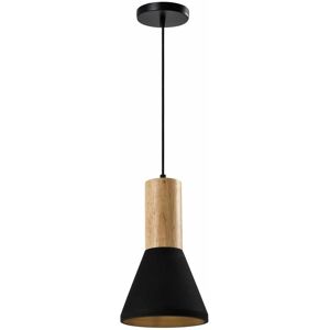 QUVIO Zwarte Hanglamp - Landelijk - Beton - Hout QUVIO Zwarte Hanglamp - Landelijk - Beton - Hout