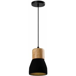 QUVIO Hanglamp landelijk - Simplistisch betonnen lamp - Houten kop - D 13 cm - Zwart QUVIO Hanglamp landelijk - Simplistisch betonnen lamp - Houten kop - D 13 cm - Zwart