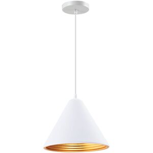 QUVIO Hanglamp retro - Kegelvorm - Gouden binnenkant - D 24 cm - Wit QUVIO Hanglamp retro - Kegelvorm - Gouden binnenkant - D 24 cm - Wit