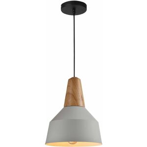 QUVIO Hanglamp Scandinavisch - Metaal en houten kop - Diameter 23 cm - Grijs en bruin QUVIO Hanglamp Scandinavisch - Metaal en houten kop - Diameter 23 cm - Grijs en bruin