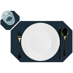 Krumble Placemat met onderzetter - PU Leer - Donkerblauw Krumble Placemat met onderzetter - PU Leer - Donkerblauw